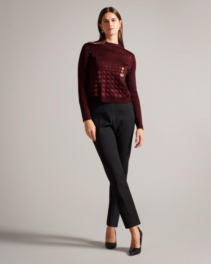 Pull Ted Baker Knitted With Metallic Spot Design Bordeaux Femme | AGF-47136835